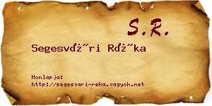 Segesvári Réka névjegykártya